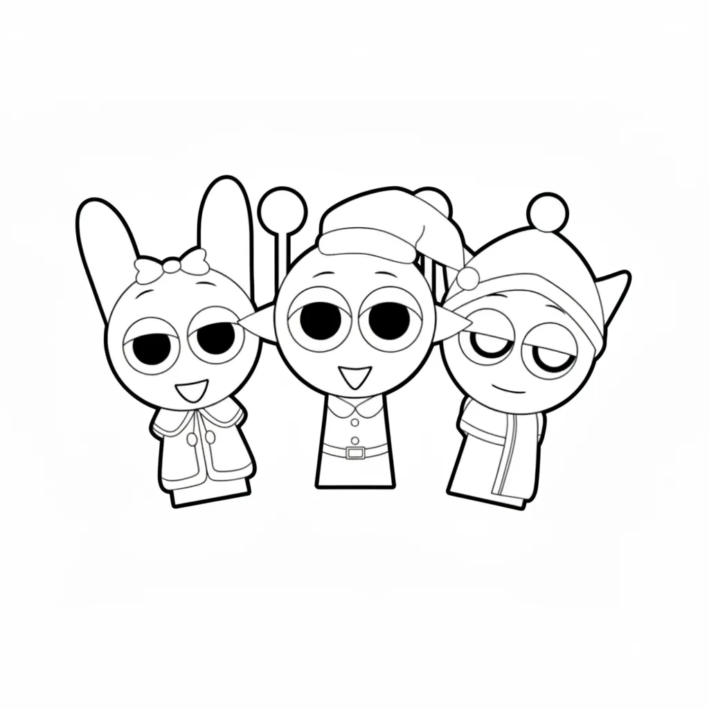 Sprunki de Navidad 28 para colorear y recortar