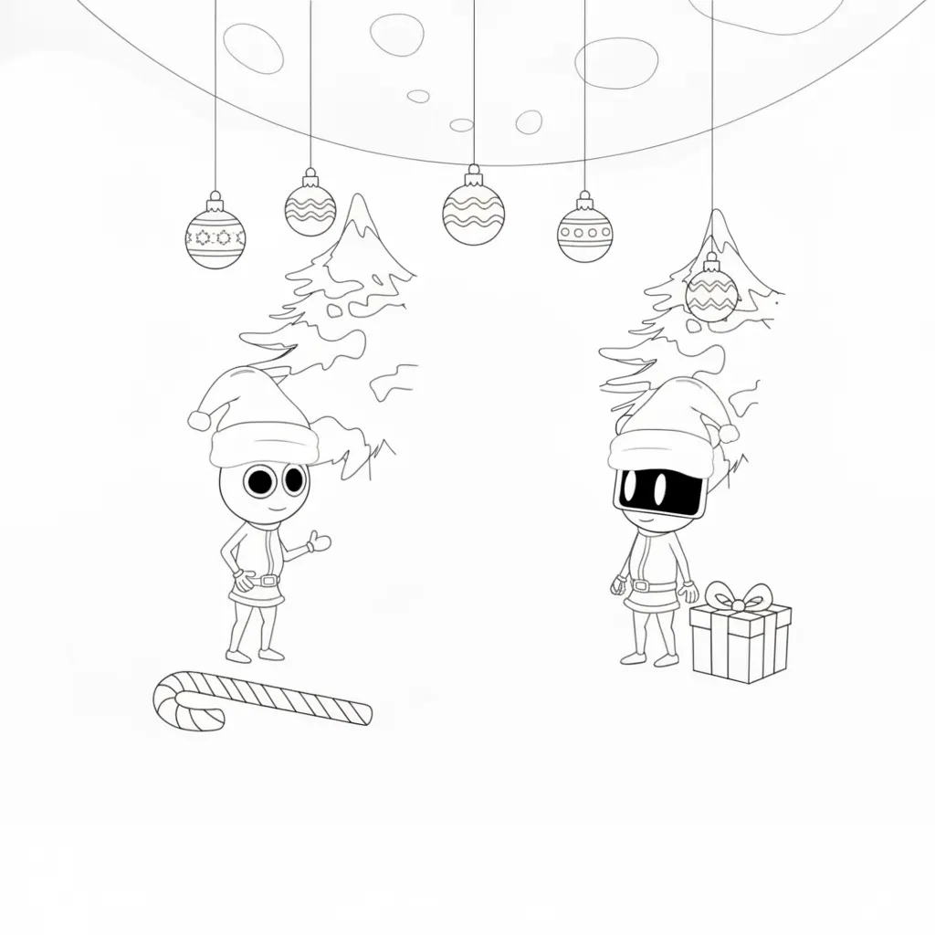 Sprunki de Navidad 29 para colorear para descargar