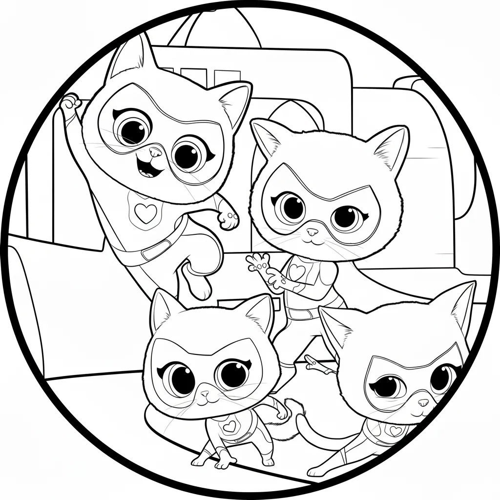 Supergatitos 11 para colorear para primaria