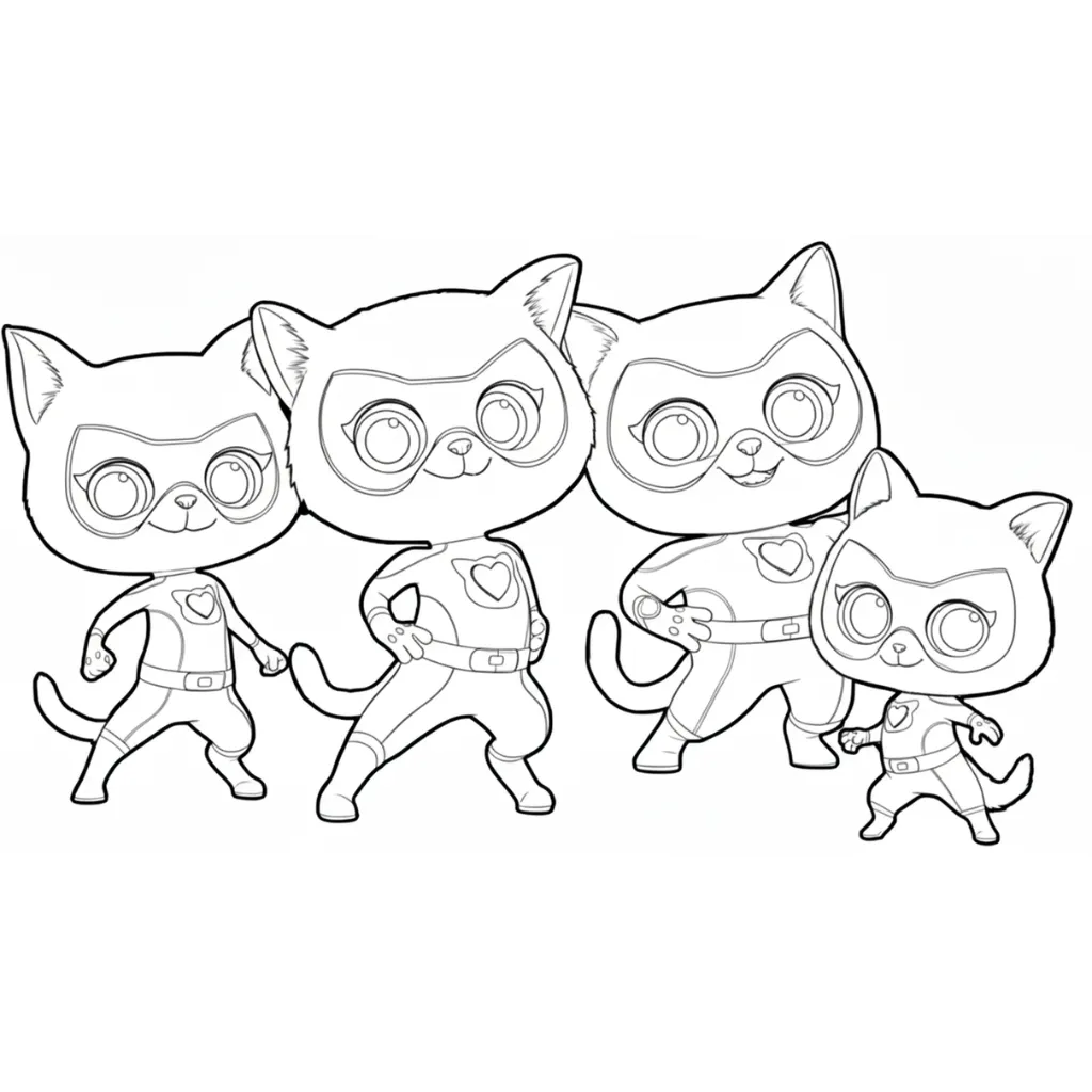 Supergatitos 3 para colorear para niño de 6 años