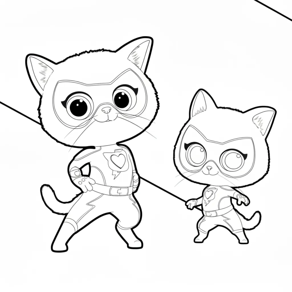 Supergatitos 4 para colorear para niño de 5 años