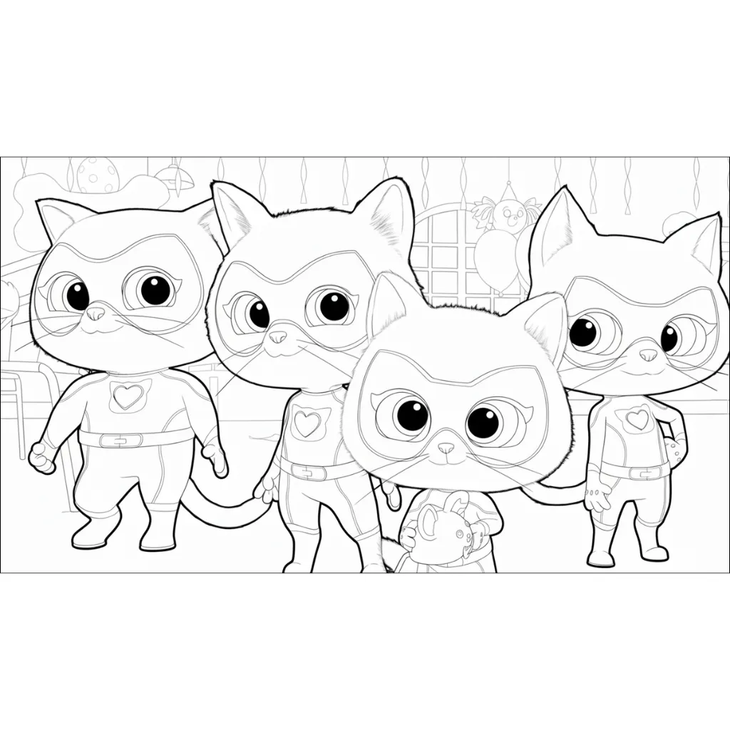 Supergatitos 6 para colorear para descargar