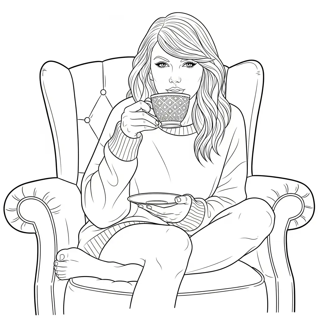 Taylor Swift para colorear y recortar para imprimir gratis