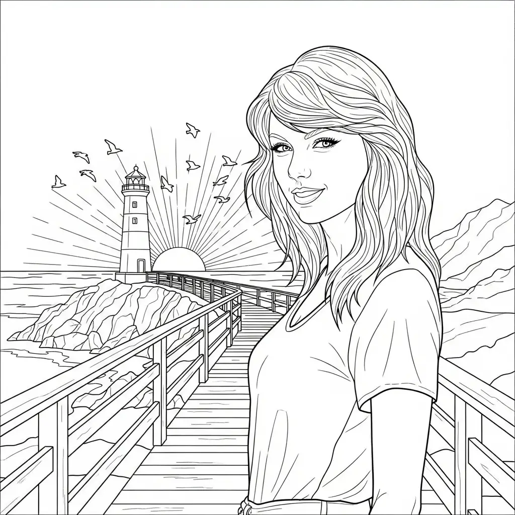Taylor Swift para colorear educativo para niño