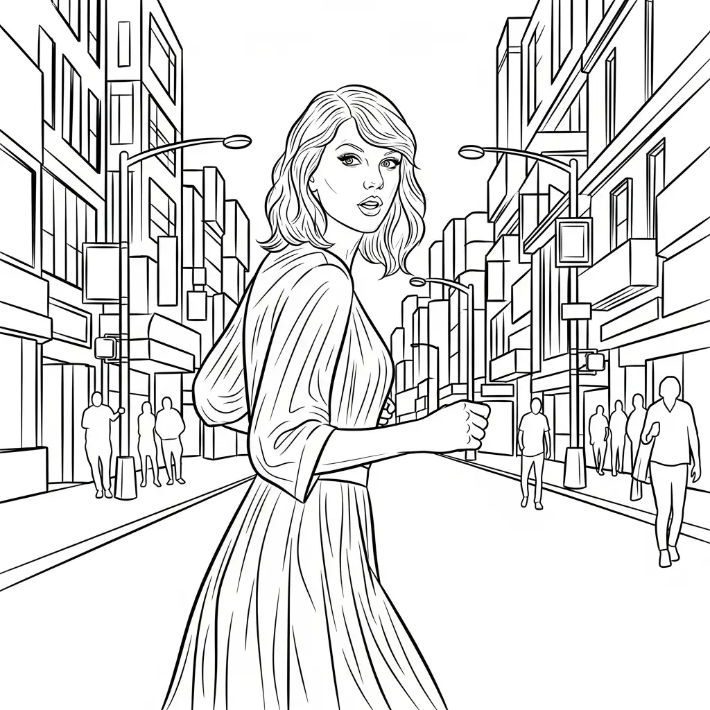 imprimir Taylor Swift para colorear 1