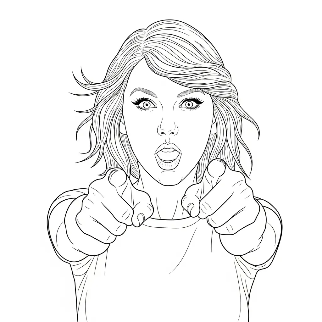 Taylor Swift para colorear para imprimir kawaii