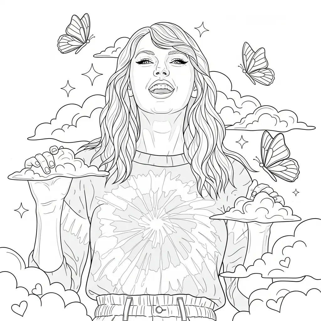 Taylor Swift para colorear para imprimir pdf gratis