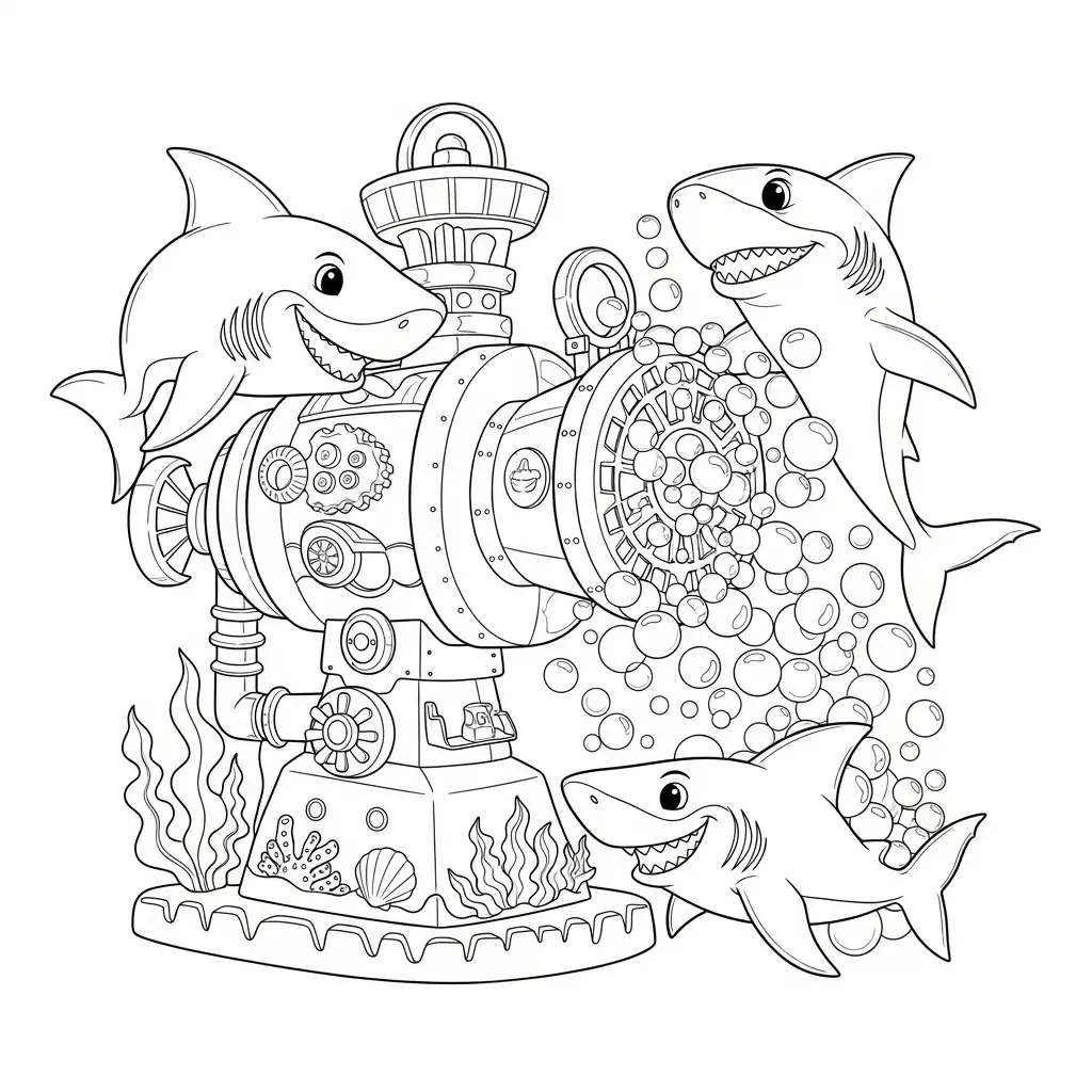 Tiburones para colorear para imprimir para niño de 4 años 1