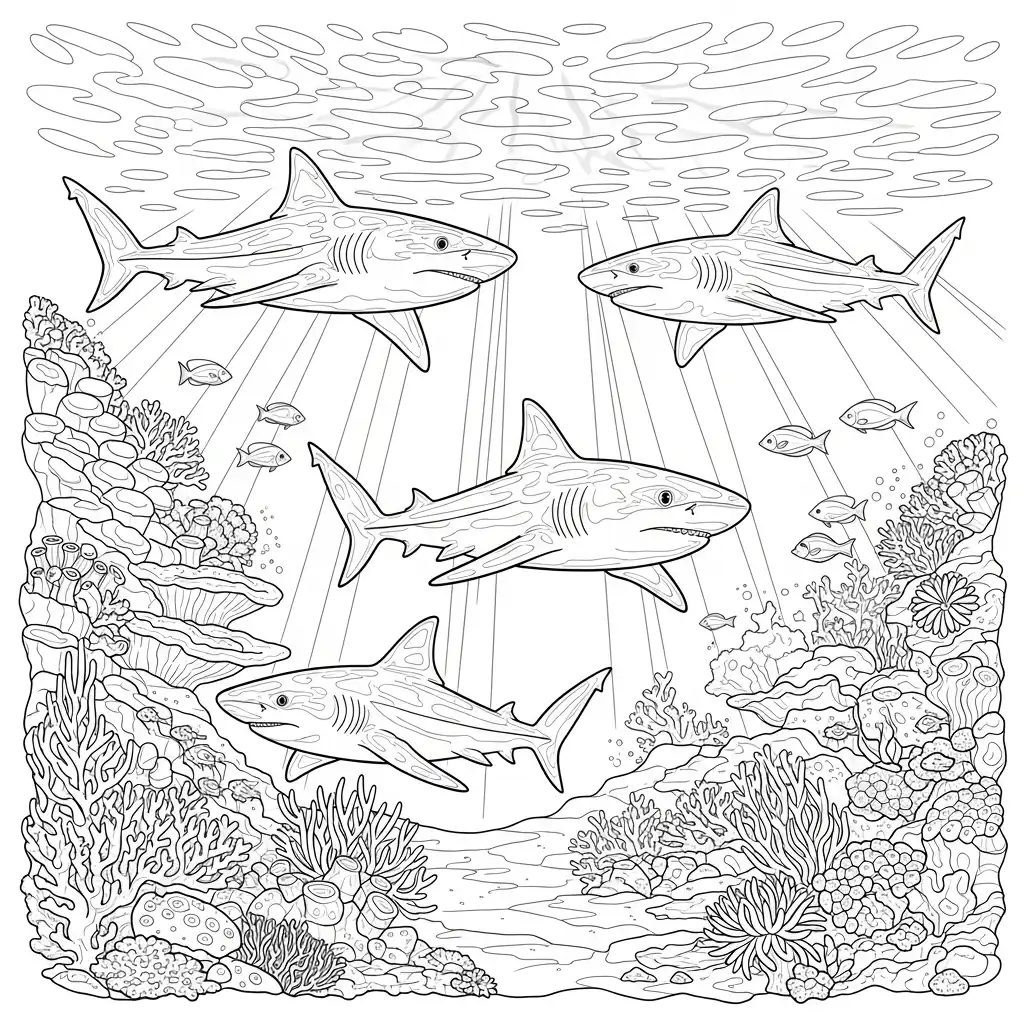 imagen de Tiburones para colorear para niño