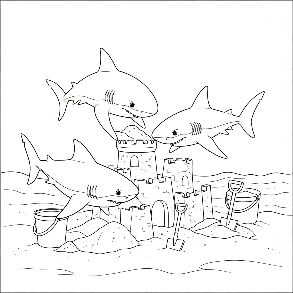 Tiburones para colorear y dibujos