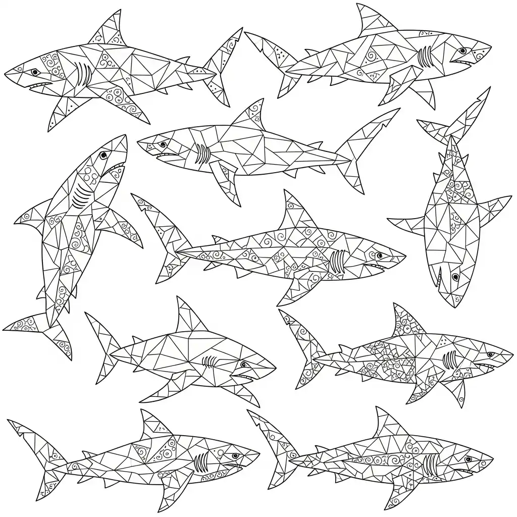 Tiburones para colorear y dibujo para imprimir