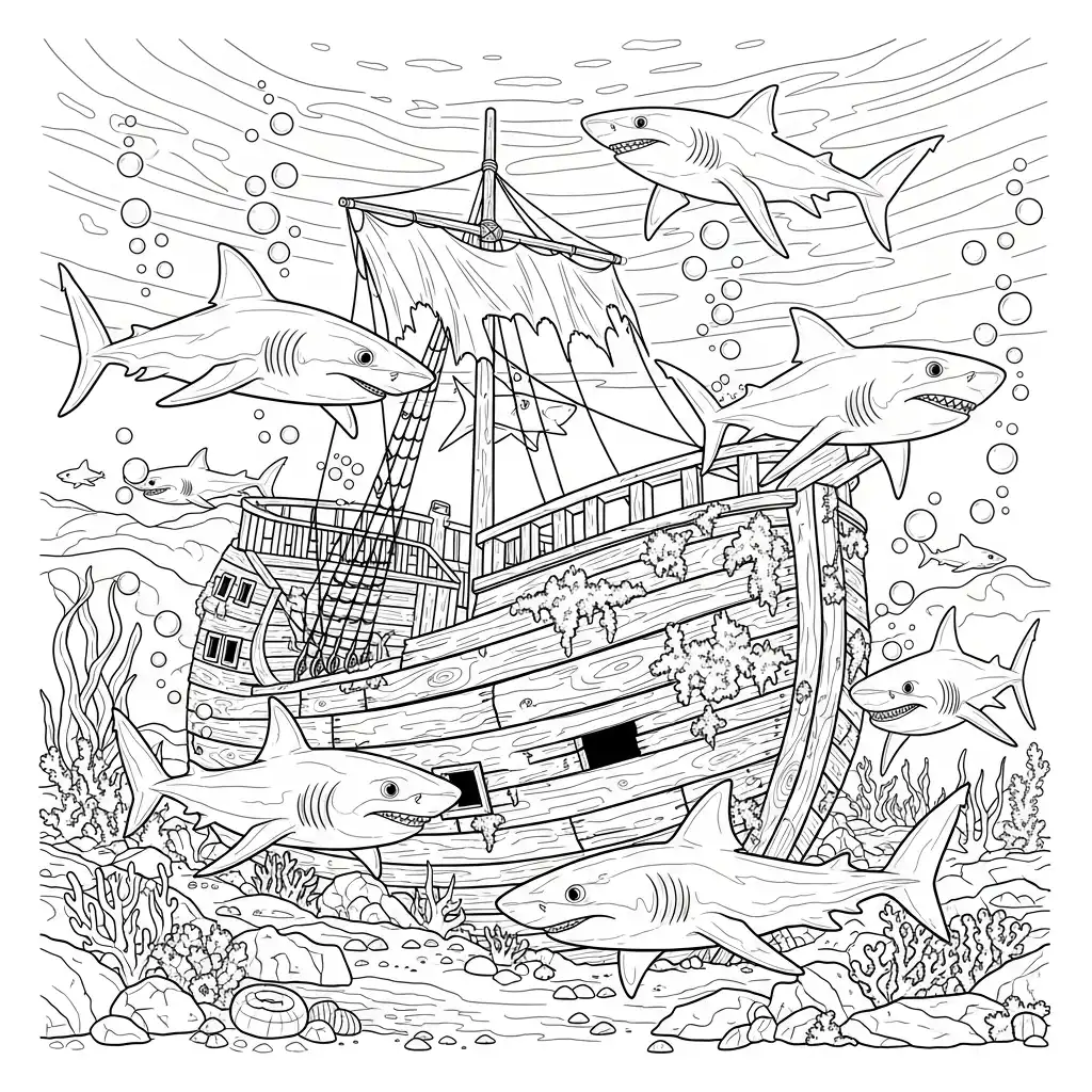 Tiburones para colorear y aprendizaje