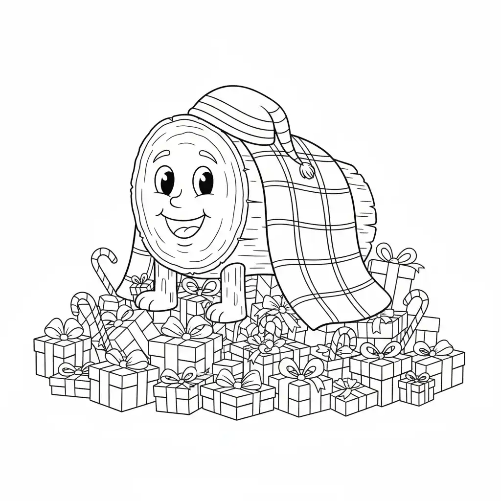 Tió de Nadal para colorear en línea