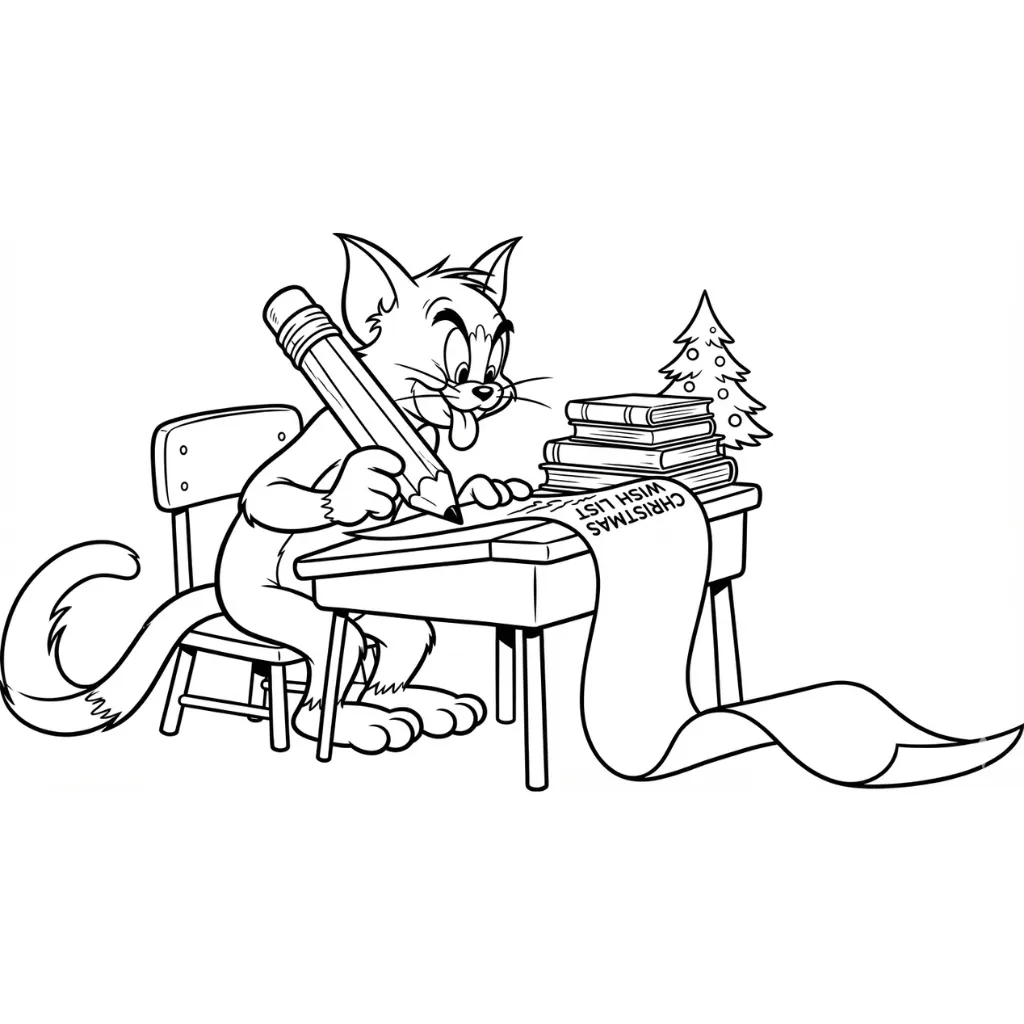 Tom y Jerry de Navidad 14 para dibujar en línea