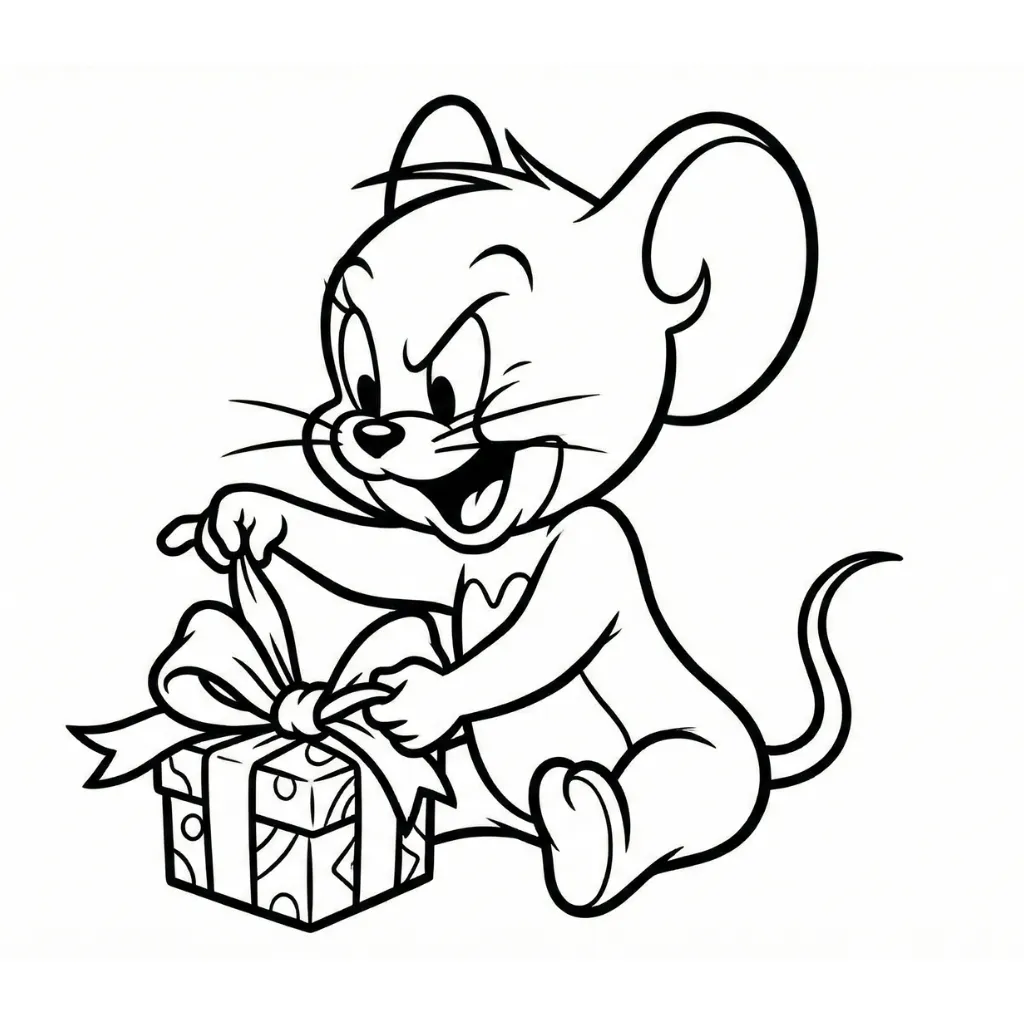 Tom y Jerry de Navidad 15 para colorear para imprimir para niños