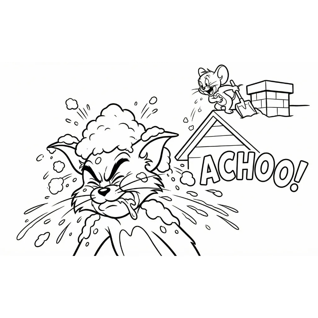 Tom y Jerry de Navidad 17 para colorear y aprendizaje