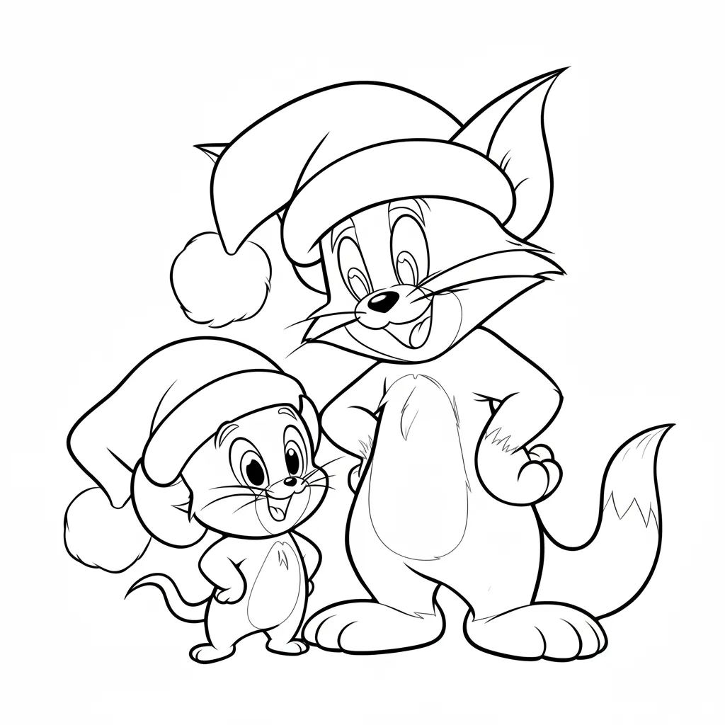 Tom y Jerry de Navidad 19 para colorear para imprimir gratis
