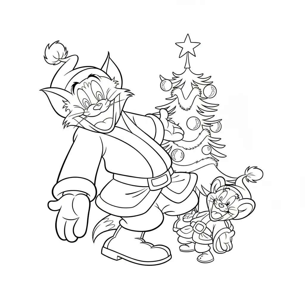 Tom y Jerry de Navidad 21 para dibujar en línea