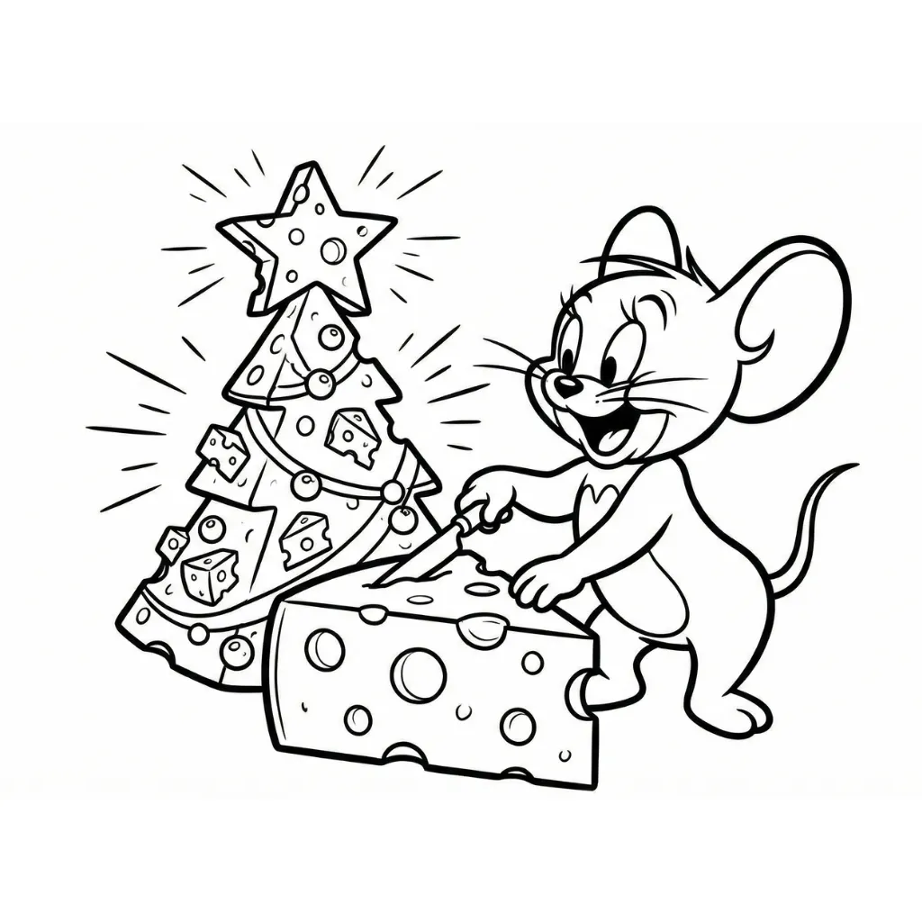 Tom y Jerry de Navidad 3 para colorear para niño para imprimir gratis