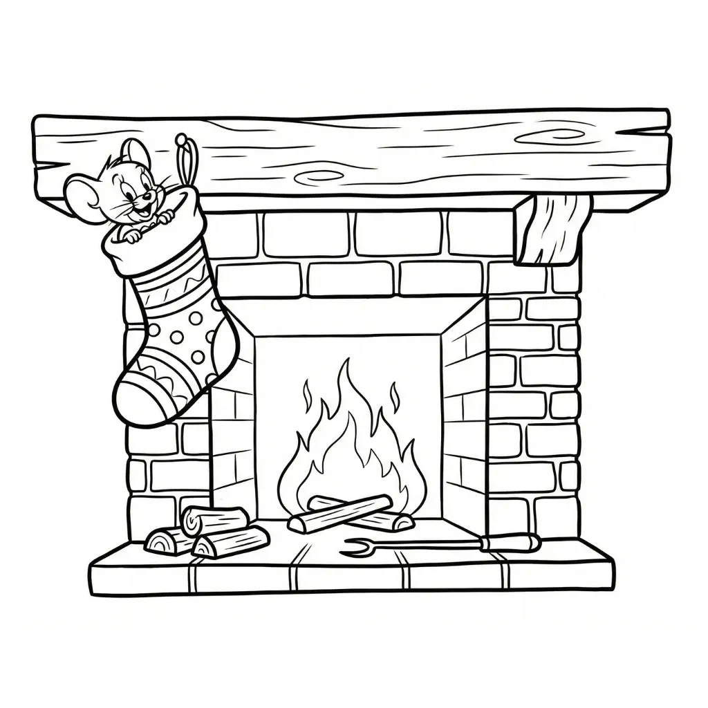 Tom y Jerry de Navidad 5 para colorear para descargar