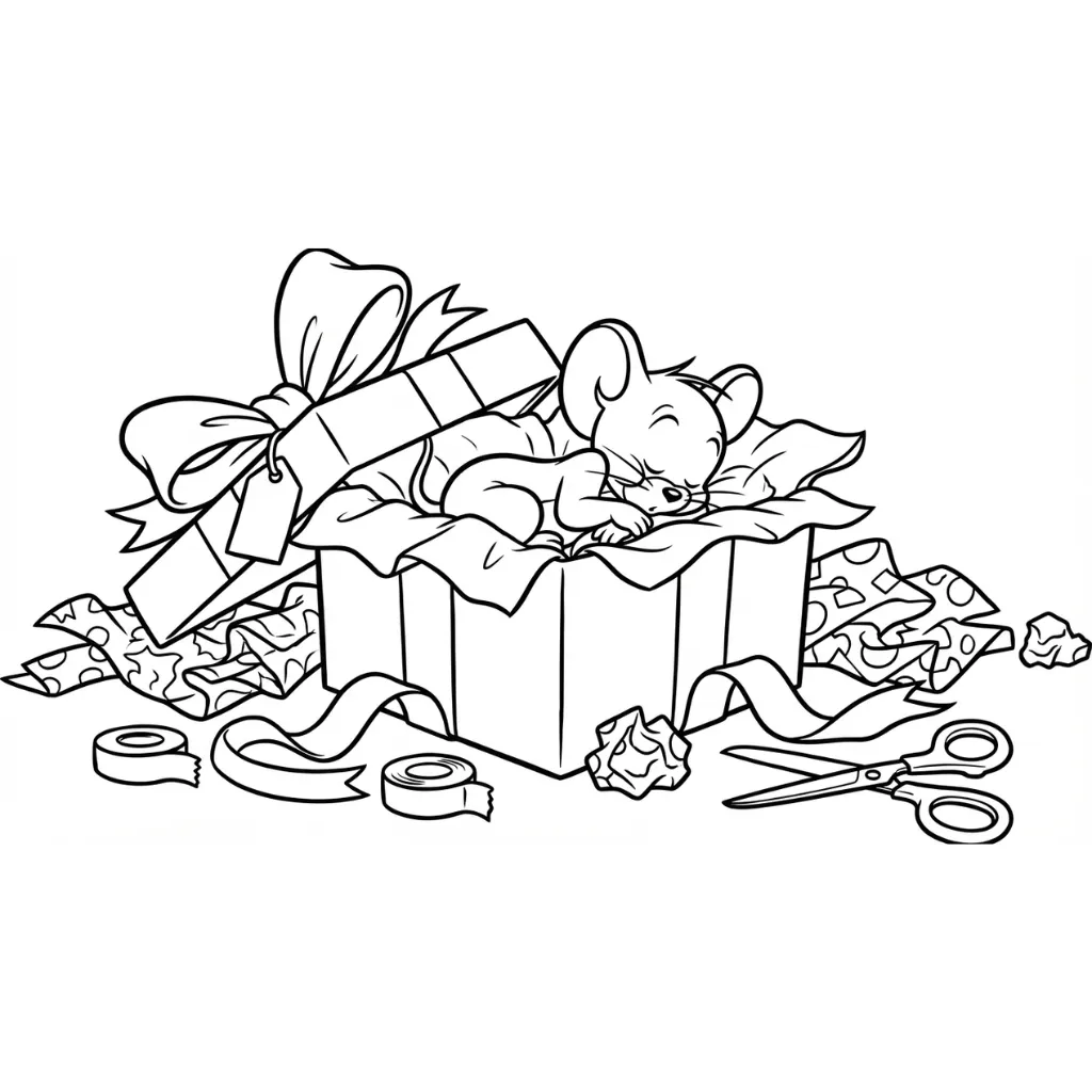 Tom y Jerry de Navidad 6 para colorear para niños para imprimir