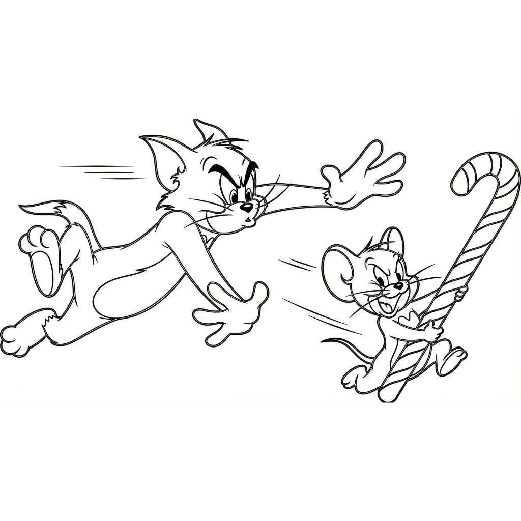Tom y Jerry de Navidad 7 para colorear para imprimir para niño de 12 años