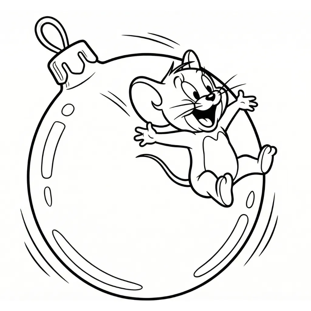 imprimir Tom y Jerry de Navidad 8 para colorear gratis