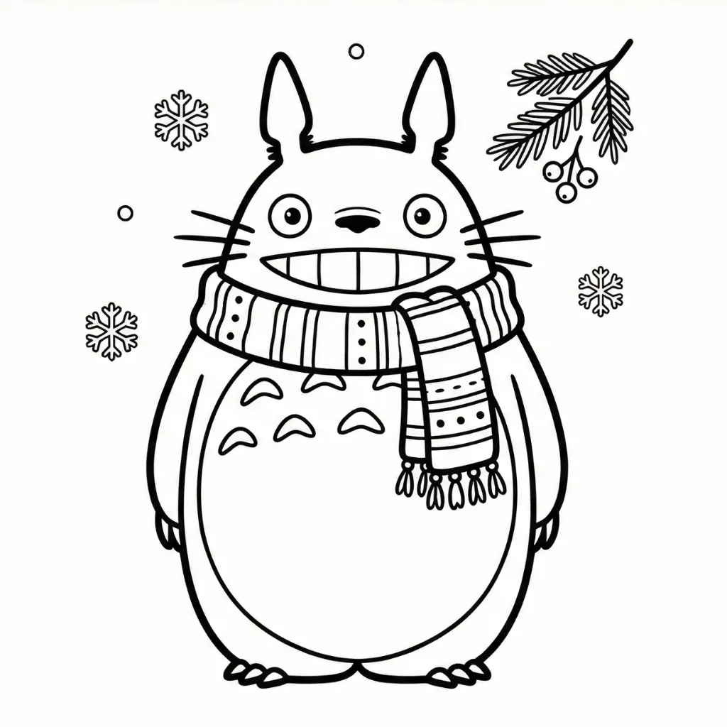 Totoro de Navidad 13 para colorear para imprimir para niño de 9 años