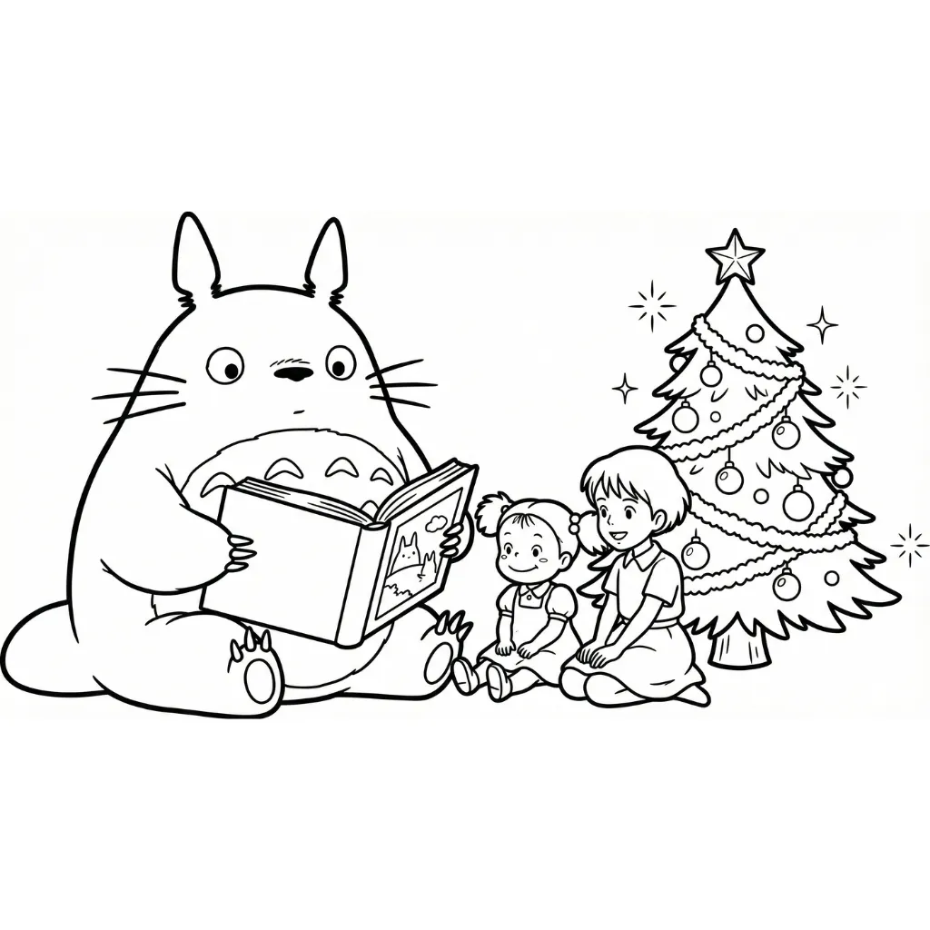 Totoro de Navidad 16 para colorear para niño de 7 años