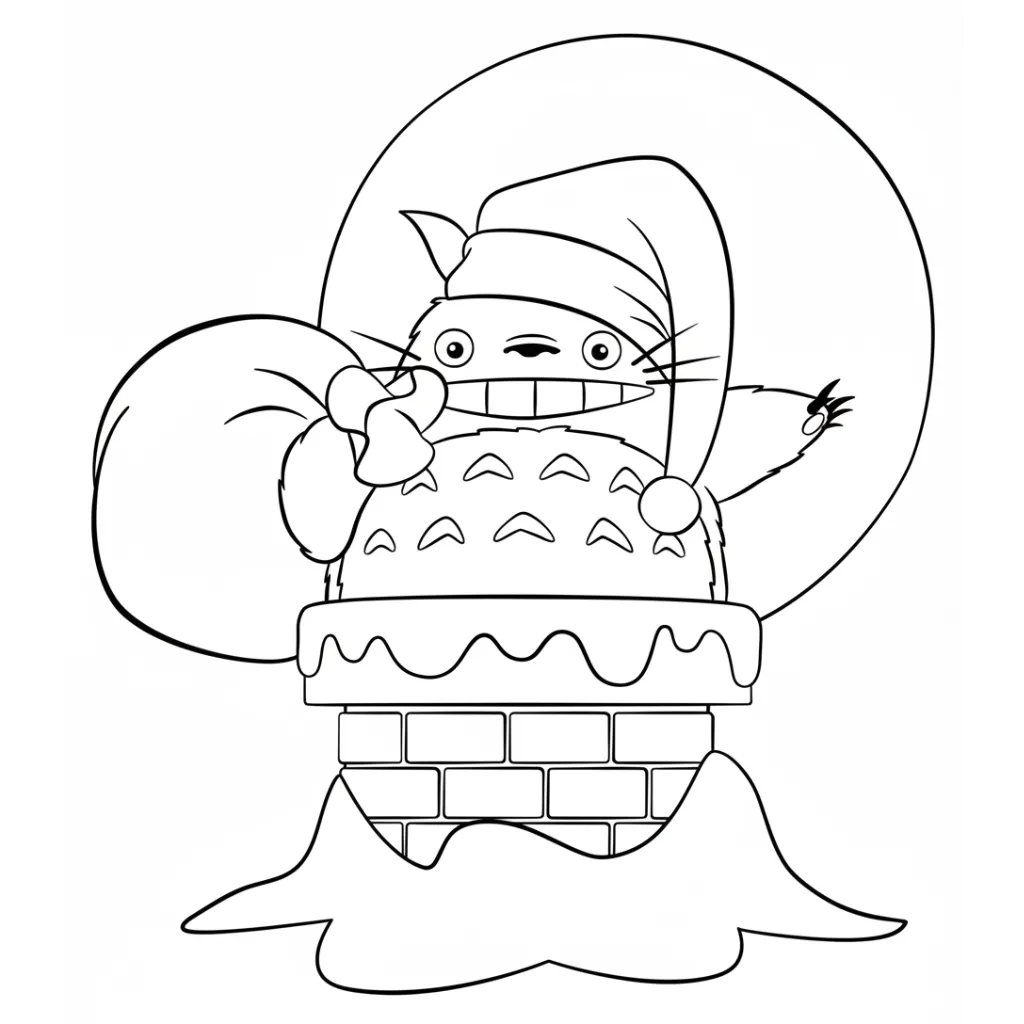 descargar Totoro de Navidad 20 para colorear gratis