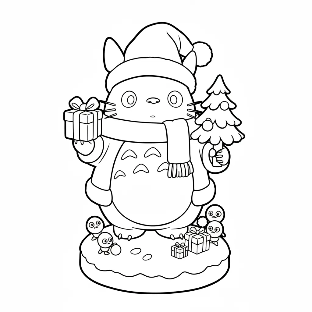 Totoro de Navidad 22 para colorear y dibujo para imprimir
