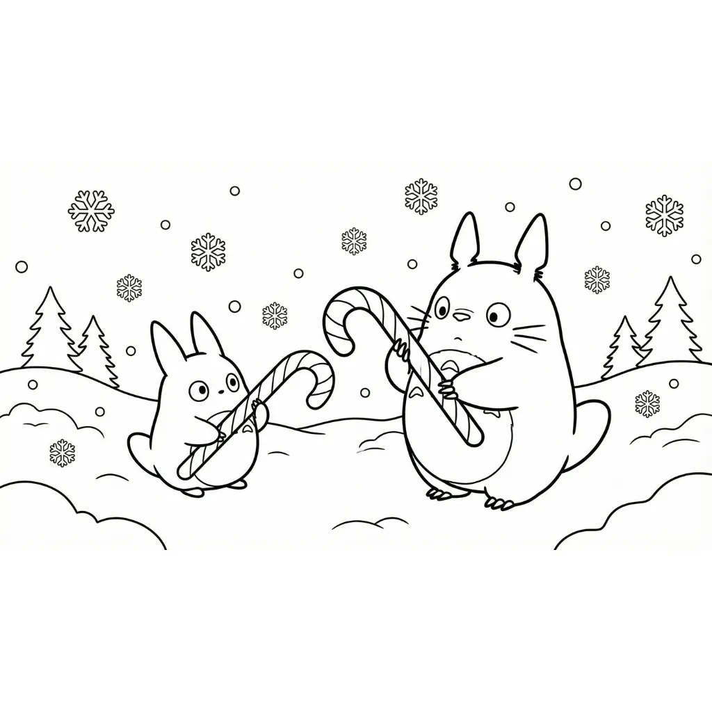 Totoro de Navidad 23 para colorear para niños para imprimir