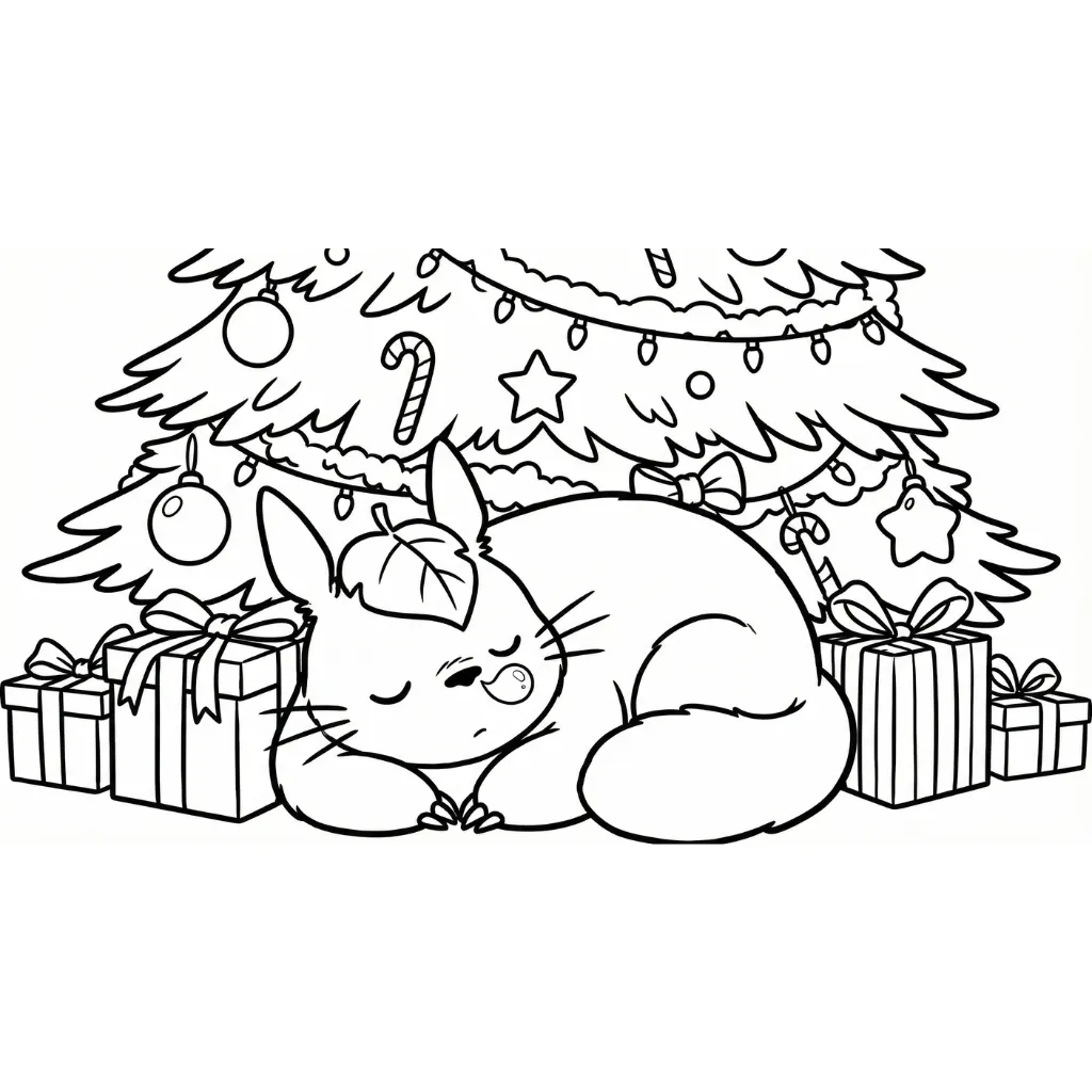 Totoro de Navidad 3 para colorear para imprimir pdf gratis