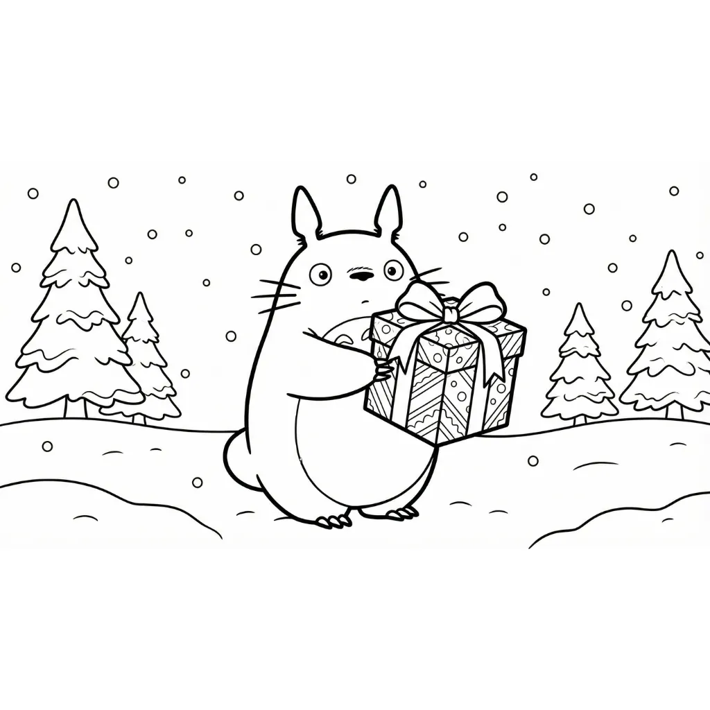 Totoro de Navidad 4 para dibujar en línea