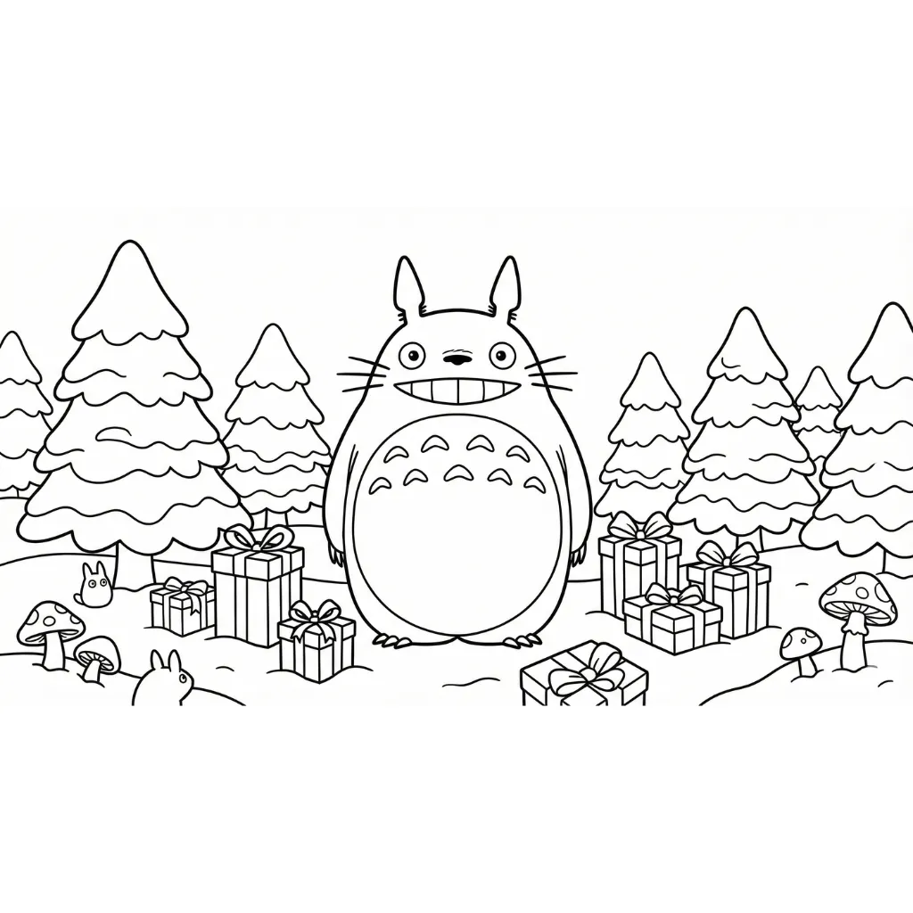Totoro de Navidad 5 para colorear en línea