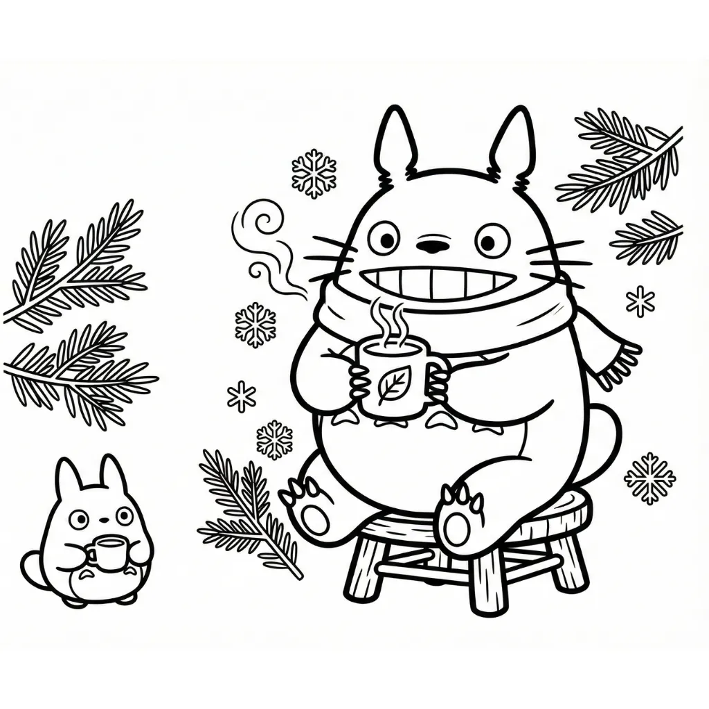 Totoro de Navidad 7 para colorear para descargar