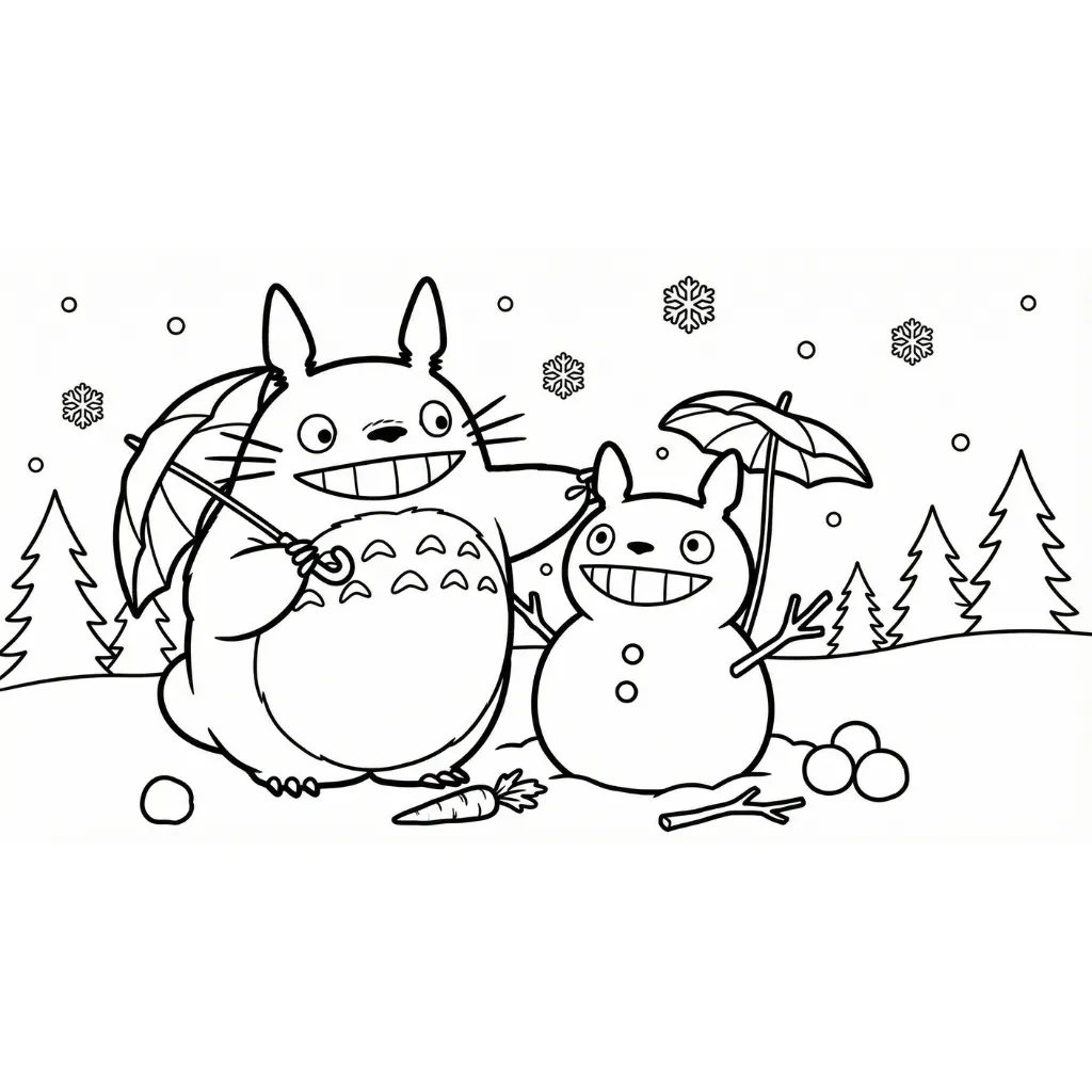 Totoro de Navidad 8 para colorear para niños para imprimir
