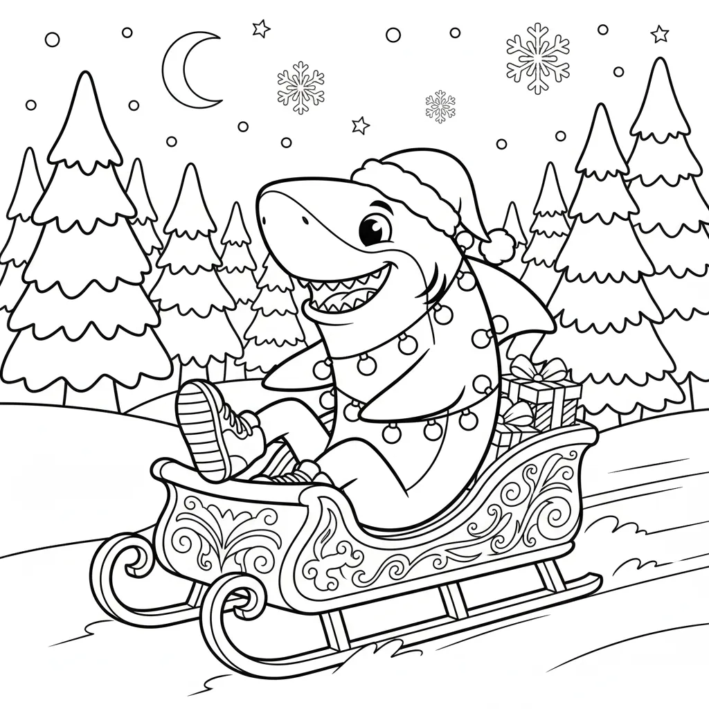 Tralalero Tralala de Navidad 10 para colorear para imprimir