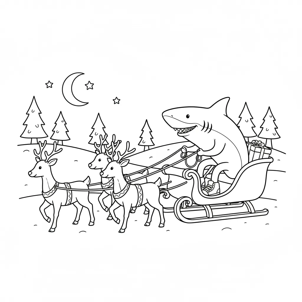 Tralalero Tralala de Navidad 12 para colorear para imprimir para niño de 4 años