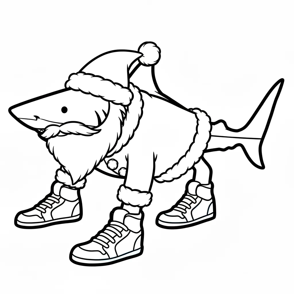 Tralalero Tralala de Navidad 14 de niño para colorear para imprimir