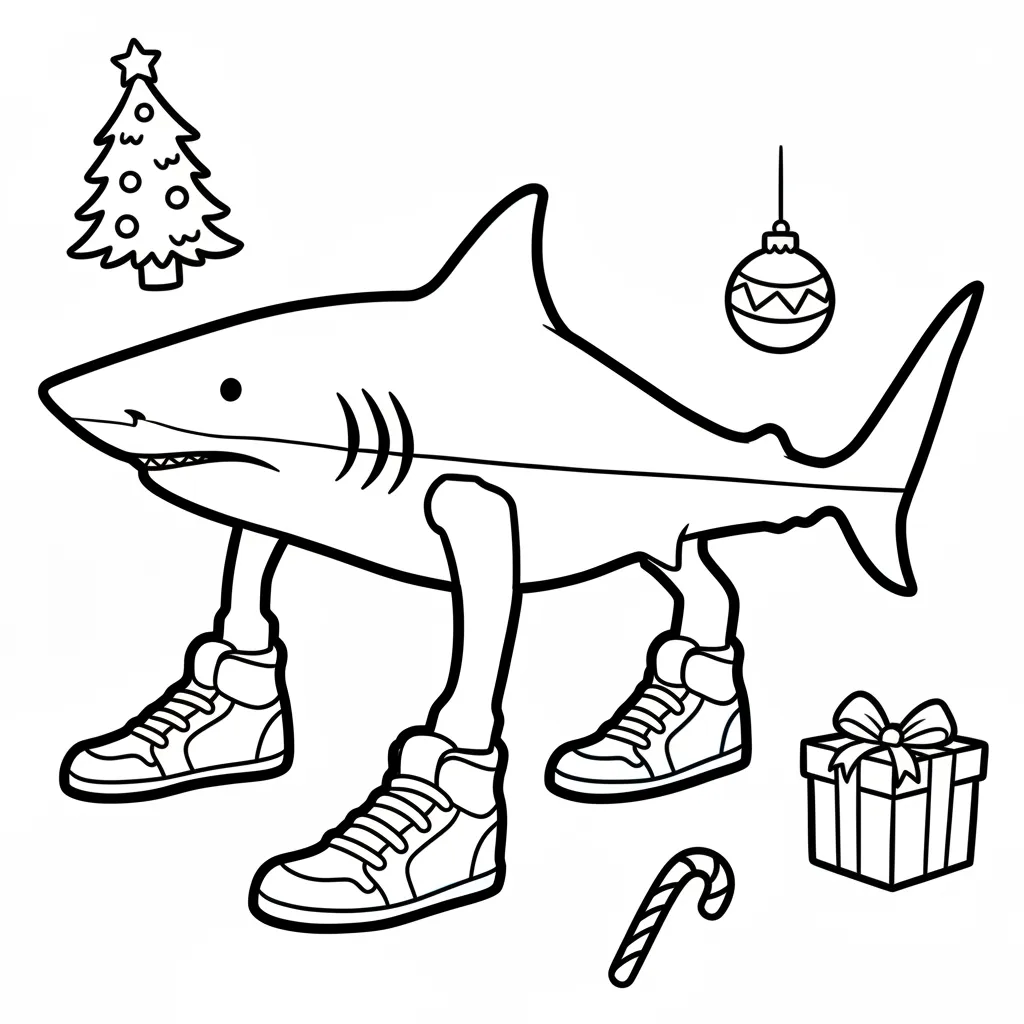 Tralalero Tralala de Navidad 16 para colorear para niños para imprimir gratis