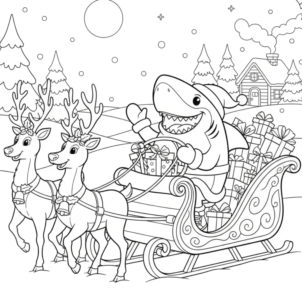 Tralalero Tralala de Navidad 17 para colorear y recortar