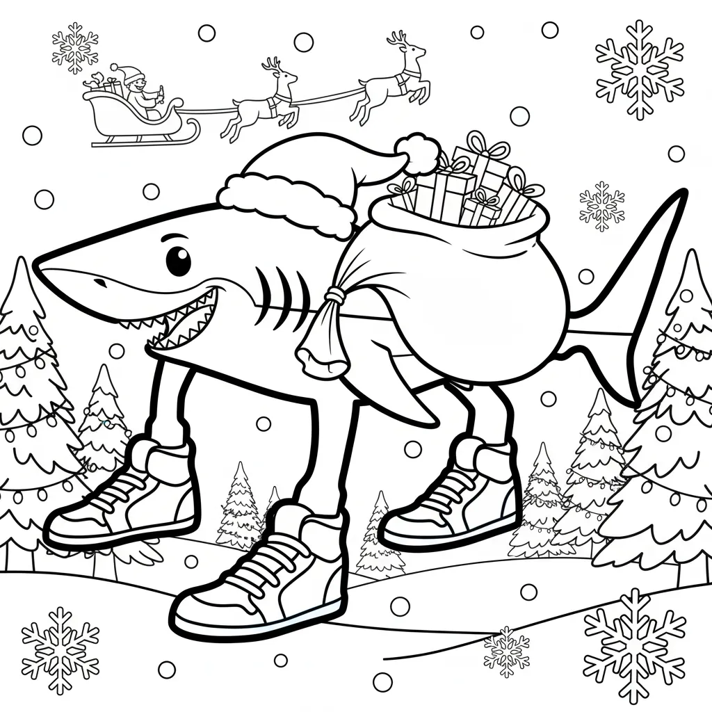 Tralalero Tralala de Navidad 18 para colorear para imprimir para niño de 3 años