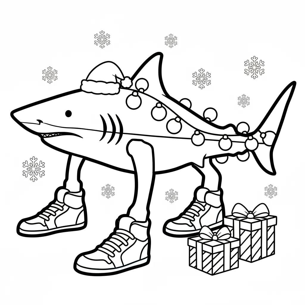 Tralalero Tralala de Navidad 4 para colorear para niño