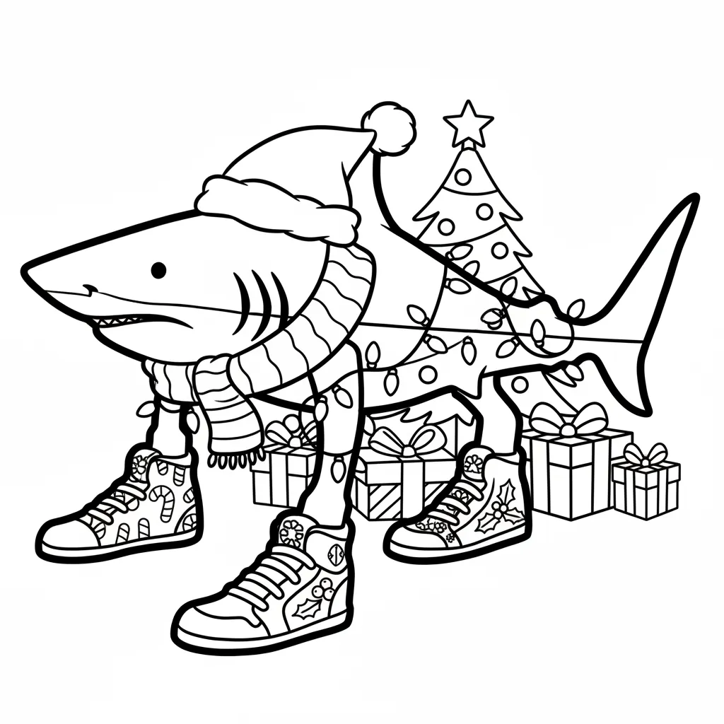 Tralalero Tralala de Navidad 6 para colorear gratis para imprimir