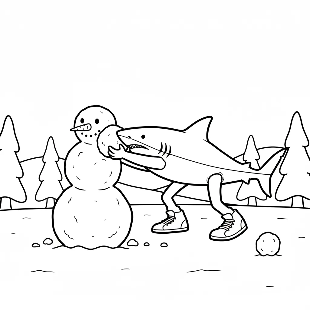 Tralalero Tralala de Navidad 7 para colorear para descargar