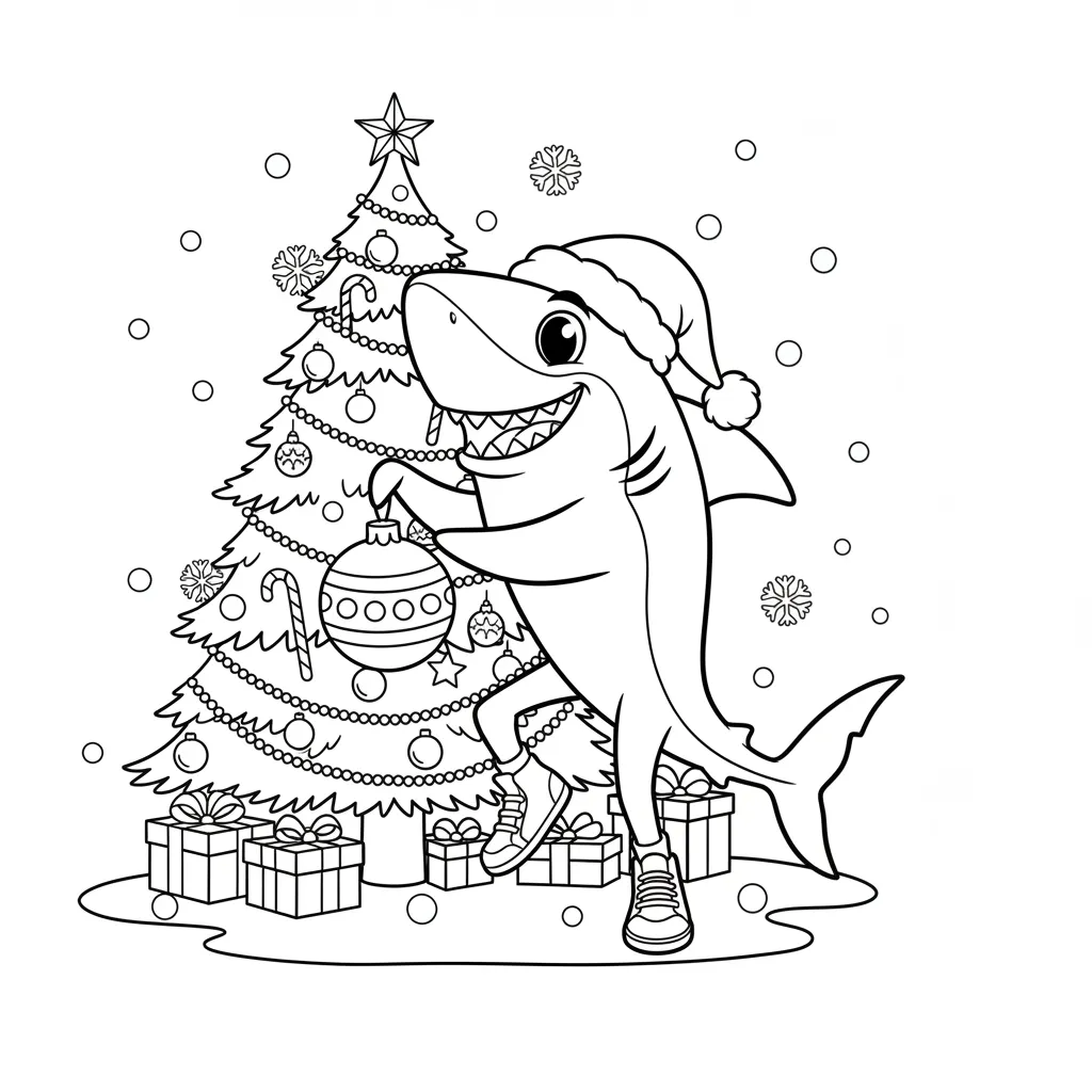 Tralalero Tralala de Navidad 8 para colorear para niño