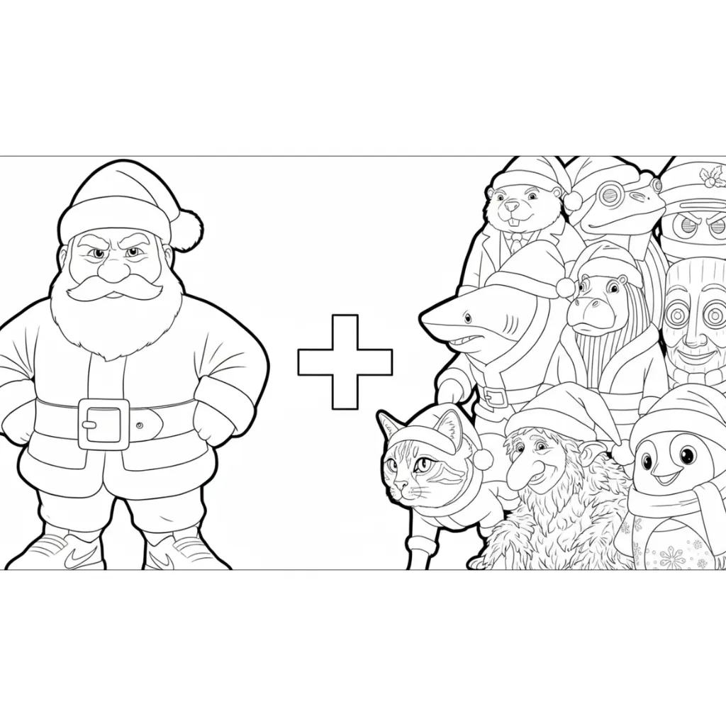 Italian Brainrot de Navidad 1 para colorear para imprimir gratis