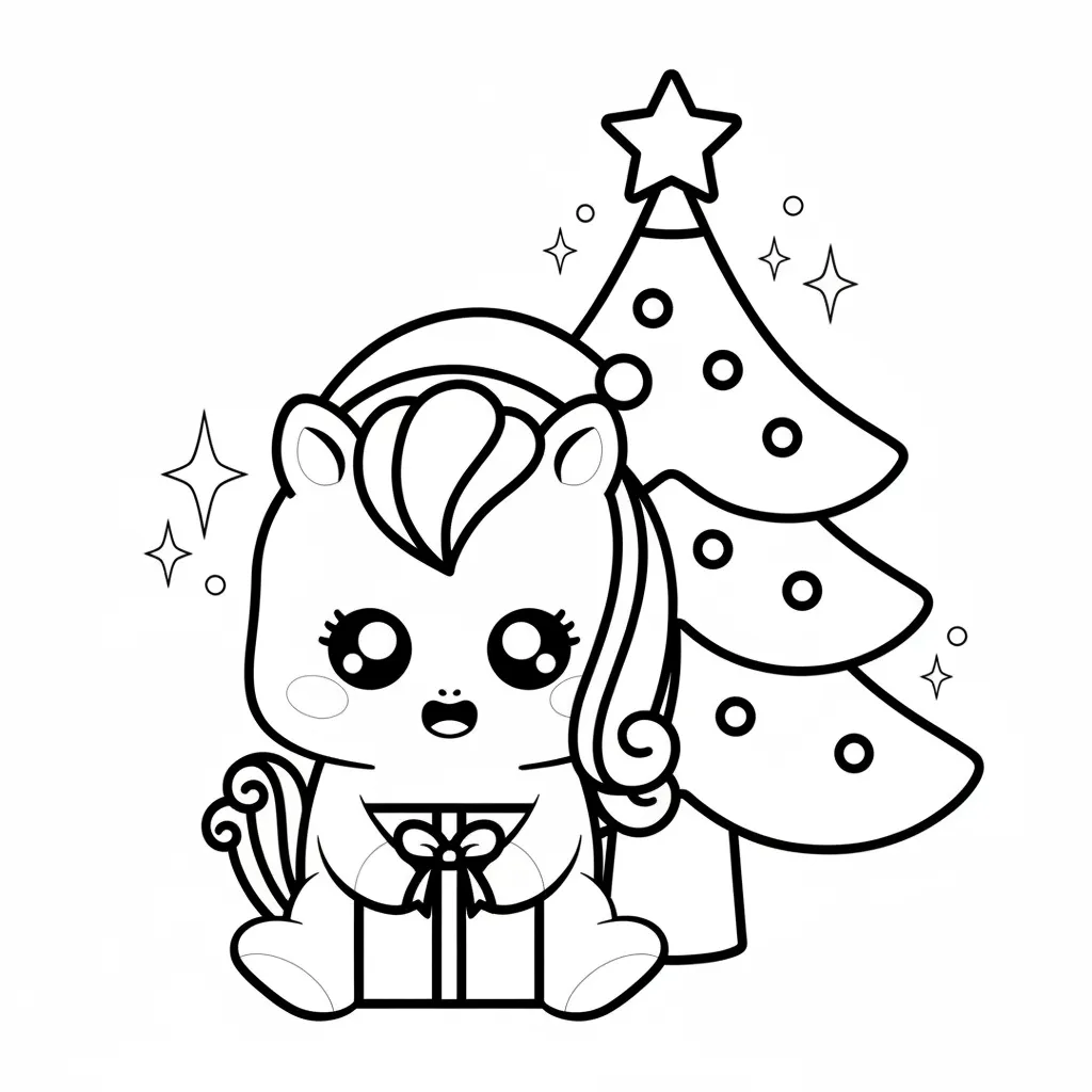 Unicornio de Navidad 1 para colorear para imprimir gratis