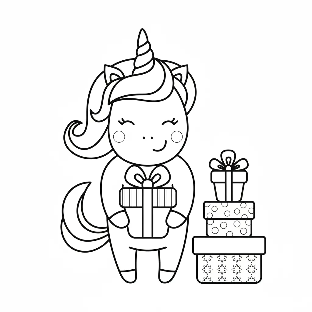 Unicornio de Navidad 10 para dibujar en línea